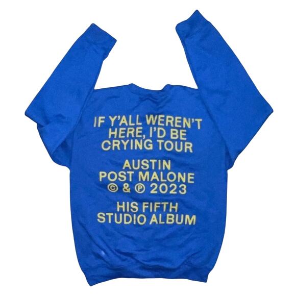 POST MALONE Blue Cryin’ Tour 2023 Crewneck, New without Tag - Picture 6 of 10